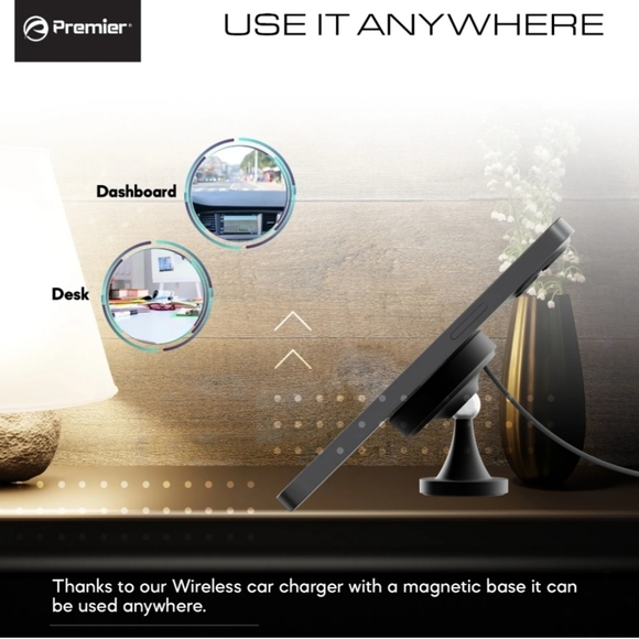 Wireless Charger & Magnetic Suction Cell Phone Mount - Black - Picture 8 of 12